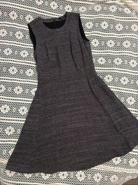 Madewell Tweed Black and White Sleeveless Fit-and-Flare Midi Dress